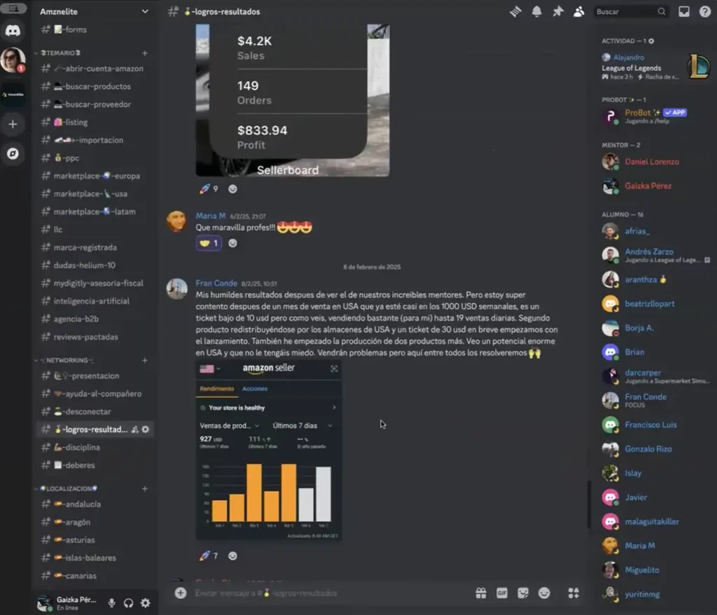 Discord éxitos AMZN Élite