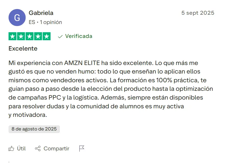 Opinión AMZN Élite Trustpilot 3