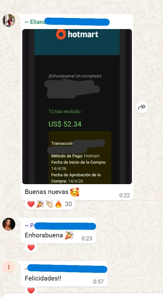 Alumno de Partner 360 mostrando comisión de 52.34$