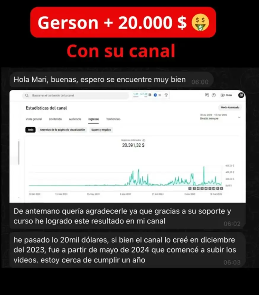 Resultado alumno Monetizatube