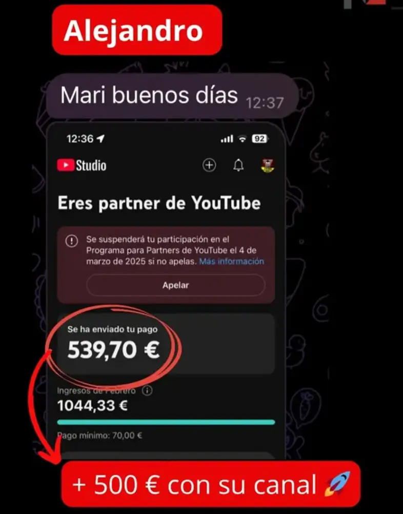 Resultado alumno Monetizatube
