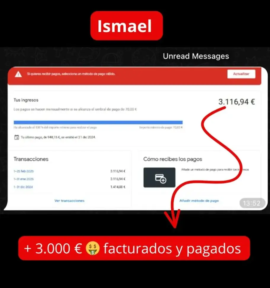 Resultado alumno Monetizatube
