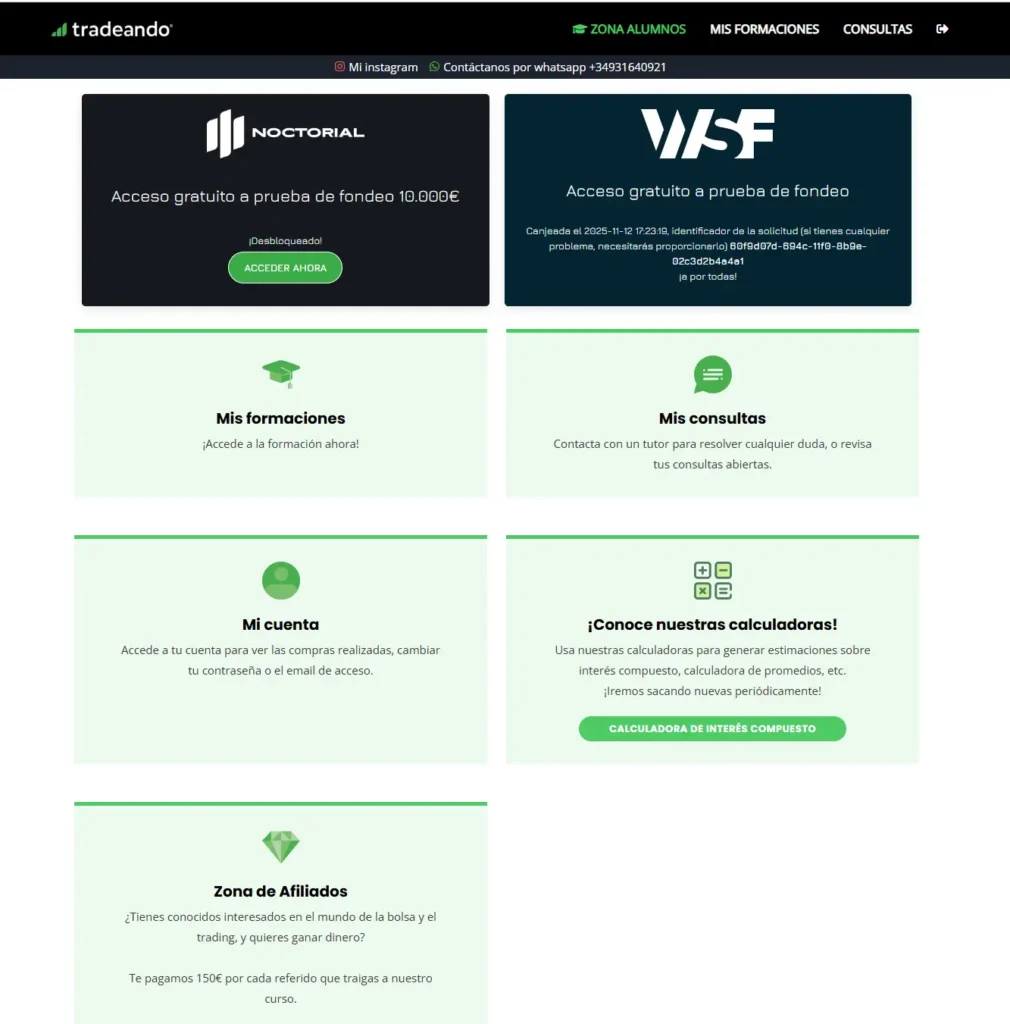 Pruebas de fondeo Noctorial y Wall Street Funded incluidas en Tradeando