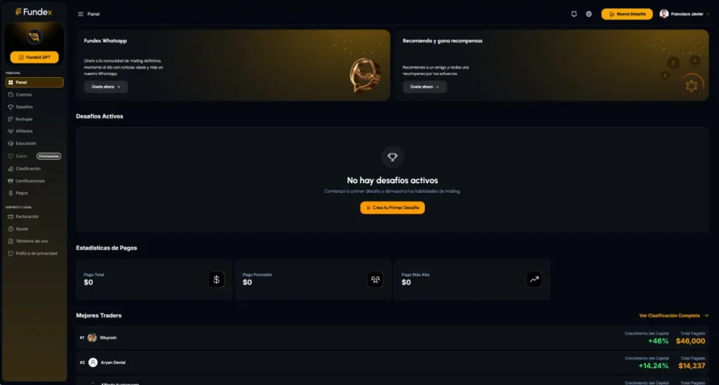 Dashboard de FundeX Prop