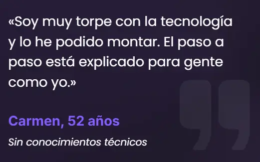 Testimonio de Carmen montando Monetizagram sin experiencia técnica previa