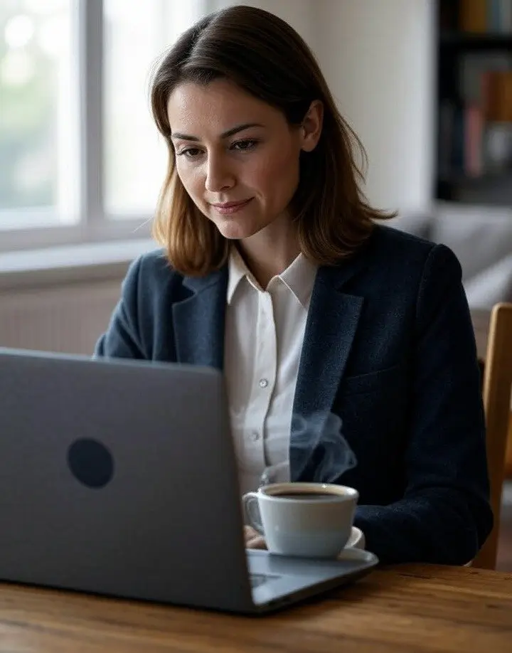 Persona estudiando online desde casa con portátil