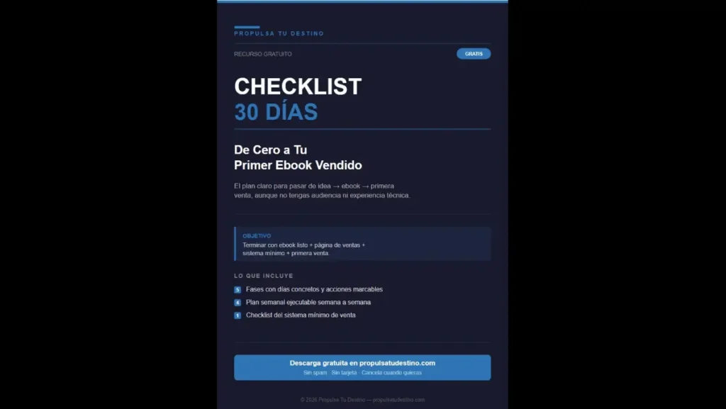 checklist gratis como lead magnet para vender un ebook