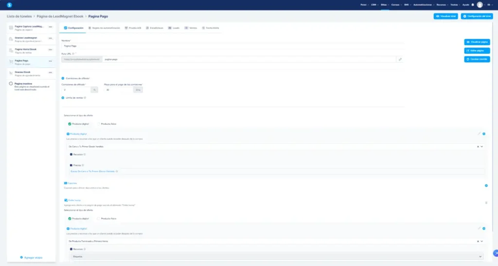 configurar producto digital y cobro en Systeme.io